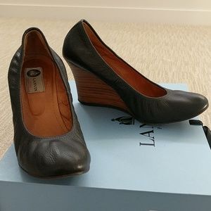 Lanvin Ballerina Wedge Black 38.5